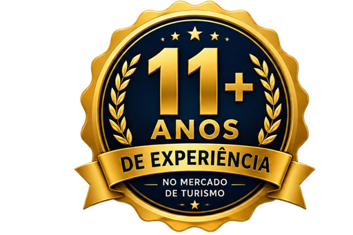 Selo 11+ anos de experiência no mercado de turismo — AracajuTour